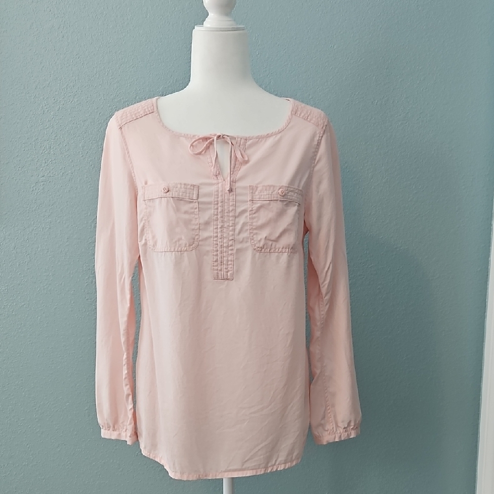 Eddie Bauer Light Pink Blouse with Tie-Front